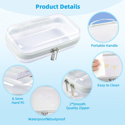 SameTech Zip Bins Clear Storage Bins for Home Organization, Stackable Hard Shell Zipper Case to Organize Bin, Zippered Hard Pouch Container Toiletry Bag Travel Bags for Toiletries, 2pcs