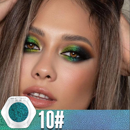 evpct Green Teal Shimmery Eyeshadow Palette, Teal Glitter Loose High Pigment Shimmer Metallic Rainbow Eyeshadow Makeup Pallet, Green Holographic Multichrome Eyes Highlighter 10#
