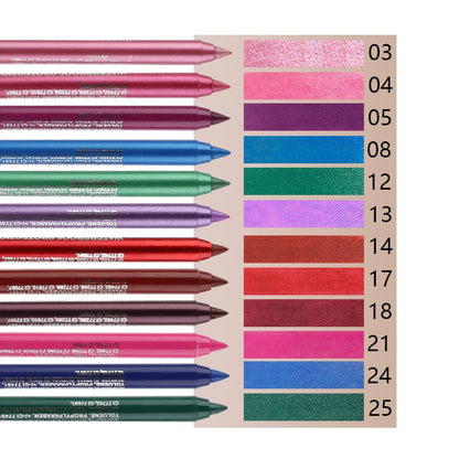 Kaely 12Pcs Glitter Gel Eyeliner Pencil Set for Women, Color Colorful Eye Liner Waterproof Smudge Proof, High Pigmented Eye Makeup Liners, lapiz de ojos delineador de ojos contra el agua, 02