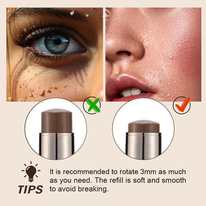 Contour Stick Makeup Kit,3Pcs Bronzer Blush Highlighter Stick Set for Create a Glowing Flawless Look,Non-Greasy Matte Finish Face Stick Trio,Longwear Formula, Include Brush - Fair (#01,04,07)