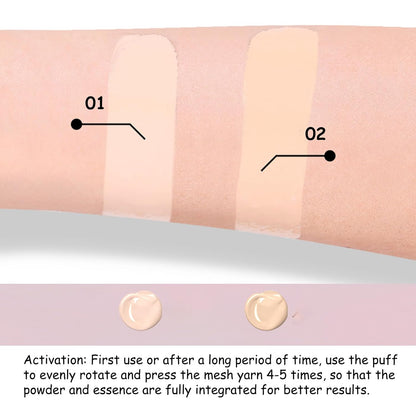 Cream Cushion Foundation with Satin Finish, Flawless Coverage, Hydrating with Skin Care Formula, Long-Lasting, Oil-Moisture Balance Foundation Makeup (Natural Beige)