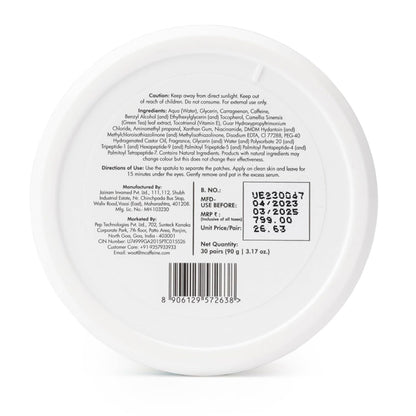 mCaffeine Green Tea Hydrogel Under Eye Patches for Dark Circle, Fine Lines & Wrinkles Reduction | Cooling Under Eye Patch Mask for Instant De-Puffing | 30 Pairs