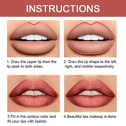 Kaely 2-in-1 Rose Gold Metallic Lip Liner & Lipstick Set Kit for Women, Lips Kit with Lip Liner Lip Stains Long Lasting Waterproof 24 Hour Lipstick and Lip Liners Combo Lipliners Pencil Set 07