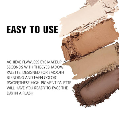 Powder Eyeshadow Quad, Beige Nude Taupe Brown Matte Eye Shadow Palette Makeup, Neutral Vegan Shimmer Quads Eye Shadow Palette for Older Women Pigmented Waterproof, paleta de sombras de ojos, 15