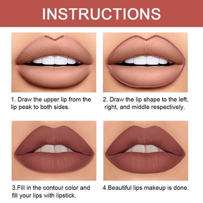 Kaely 2-in-1 Brown Lip Liner & Lipstick Set Kit for Women, Matte Lips Kit with Lip Liner Lip Stains Long Lasting Waterproof 24 Hour Lipstick and Lip Liners Combo Lipliners Pencil Set 11