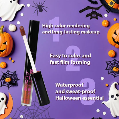 Golden Brown Metallic Lipstick for Women,Glitter Sparkling Liquid Lipstick,Long Lasting Waterproof Lightweight Comfortable Non-Drying Bold Dark Lip Gloss for Gothic Stage Makeup,Vegan