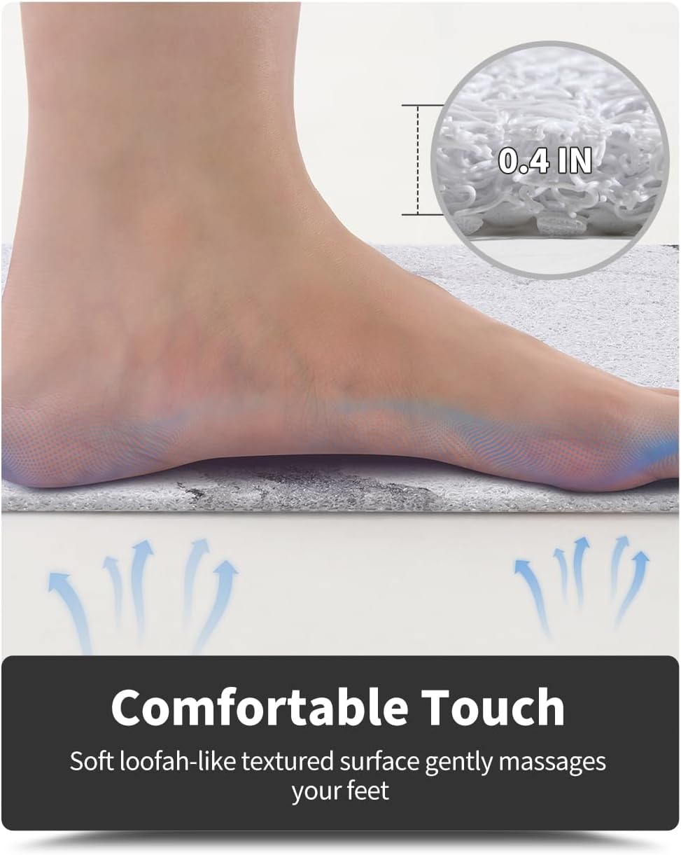 Non-Slip Bathtub Mat, 17x 30 Inch, Shower Mats for Bath Tub, PVC Loofah Bathroom Mats for Wet Areas, Quick Drying