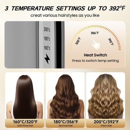 Cordless Hair Straightener and Curler 2 in 1, Fast Heating Cordless Flat Iron, Ultra-Light Portable Straightener for On The Go, Anti-Scald Design with USB-C Charging& Negative Ion (Gray)