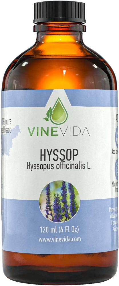 VINEVIDA Hyssop Essential Oil - Undiluted Hyssop Oil - Hyssop Candle Oil Scent - DIY Candle Scents for Candlemaking - Bulk Essential Oil for Soap Making Safe for Skin, 4.0 Fl Oz