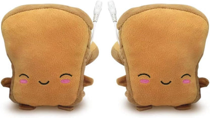 USonline911 USB Hand Warmer Heated Gloves Cute USB Heated Gloves, Half Wearable 5V USB Powered Toast Fingerless Hand Warmer