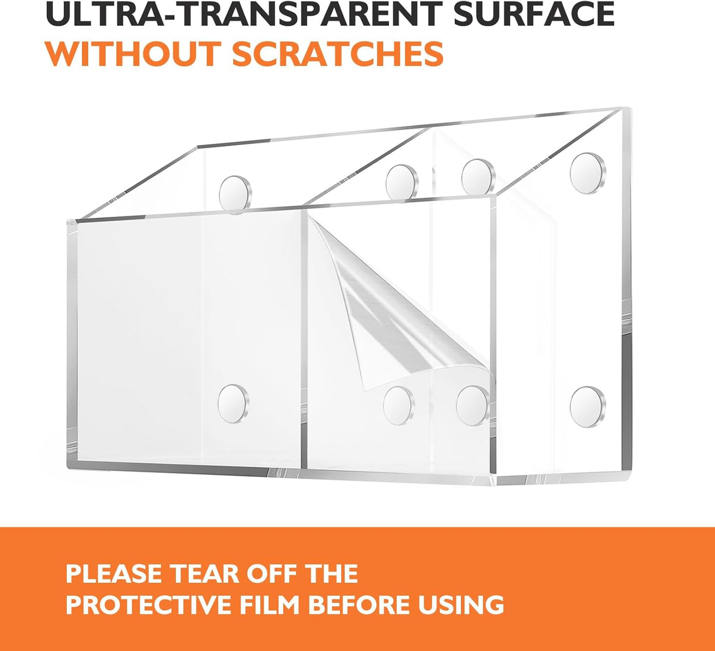 Magnetic Pen Holder Classroom Organization Acrylic Marker Holder for Whiteboard Refrigerator Locker Accessories Pencil Dry Erase Marker Basket (2 Compartments * 1)