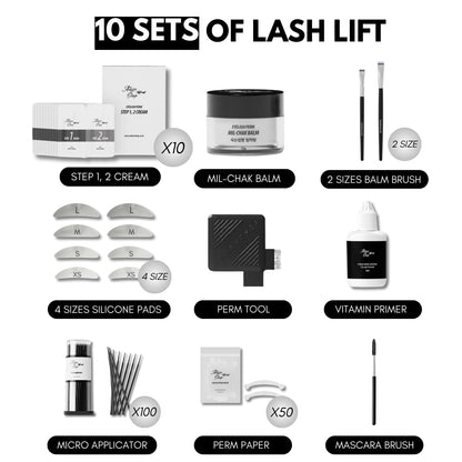 Korean Lash Lift Kit - 10 Sets No Curler Lash Perm Kit for Beginner & Salon Quality at Home - DIY Optimized for Self-Use&Professional Lifting Long-Lasting Eyelash Perm Kit for All Lash Types(Balm kit)