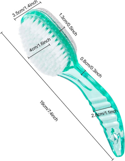 6 Pcs Foot Brush for Shower with Handle 2 in 1, Ooloveminso Large Foot Pumice Stone Brush Scrubber Foot File Calluses Remove Suitable for Horniness Foot Spa, Foot Care Smooth Skin (Green)