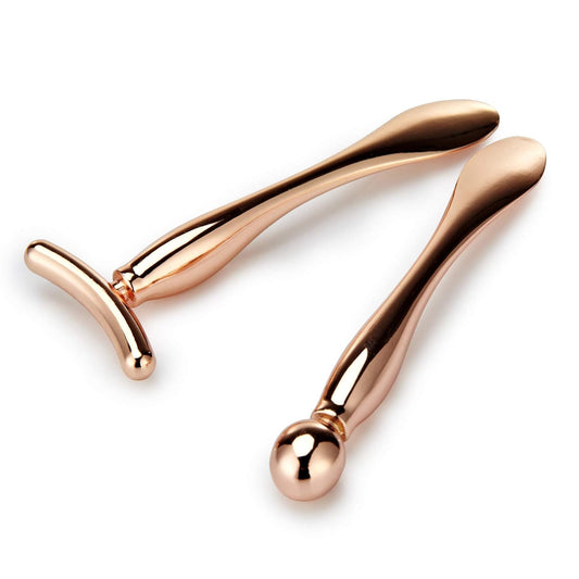 LISAPACK 2PCS Metal Eye Cream Applicator Wand Stick, Massager Tool for Facial Massage, Reduce Puffiness (Rose Gold)