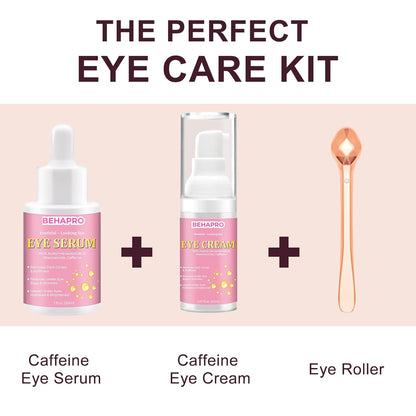 Caffeine Eye Cream,Dark Circles Under Eye Treatment For Puffiness And Bags Under Eyes Wrinkles Dark Circles w/Eye Serum & Eye Roller,Eye Cream Eye Care,Eye Bag Remover Puffy Eyes Treatment Products