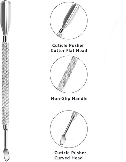 Cuticle trimmer with cuticle pusher