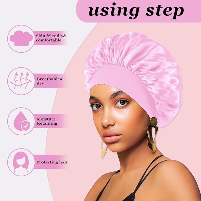 4pcs satin hair bonnet for