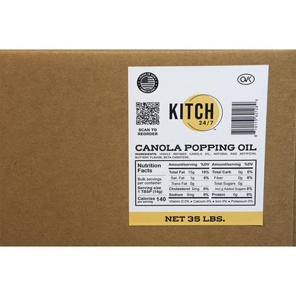 Kitch 24/7 Canola Popping Oil, 35 Pounds, Bulk Food Service