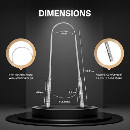 Tongue Scraper for Adults, Metal Tongue Scraper for Good, Fresh Breath & Oral hygiene essentials-100% Stainless Steel U shaped Tongue Cleaner with Friendly Emoji Recognition (Pack of 2)