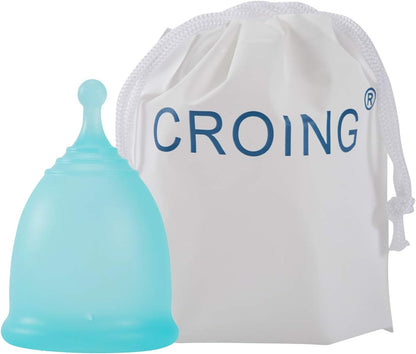 4pcs Menstrual Cup with 1 pc Sterilize Cup,Menstrual Cup Holder, Storing Period Cup(Blue and White)