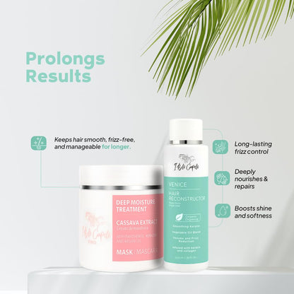 Venice Smoothing Keratin Kit, Keratin Hair Treatment Straightening Set- Keratina Para Alisar El Pelo Sin Formol - Paso Unico & Hair Mask for Silky Soft Hair (500g)- (Pack of 2)