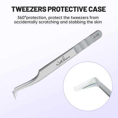 High Precision Lash Tweezers for Individual and Volume Eyelash Extensions Premium Stainless Steel Curved Fiber Tip Professional Isolation Tweezer