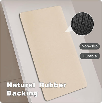 Bathroom Mat Quick Dry, Bathroom Rugs Non Slip Washable Thin Absorbent Bath Mat Fits Under Door Bathroom Floor Mat Perfect for Bath, Shower, or Sink 36"x48" Beige