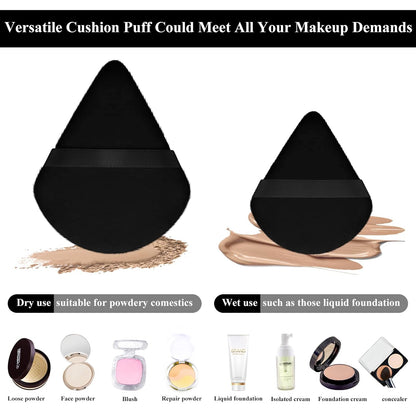 Maitys 12 Pieces Powder Puff Triangle Face Makeup Cosmetic for Loose Powder Soft Body Washable Reusable Foundation Sponge Mineral Wet Dry Makeup Tool for Women(Large, Small,Black)