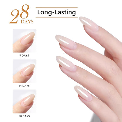 3Pcs 15ml Builder Nail Gel with Base and No Wipe Top Coat Set 10-in-1 Clear Builder Gel With Top and Base Coat Shine Finish and Long Lasting for Nail Extension Strengthener