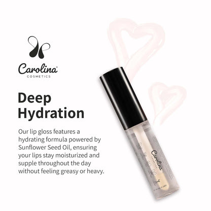 Clear Quartz Lip Gloss with Sunflower Seed Oil - Hydrating, Vegan, Non-Sticky - With Cacao & Grape Seed Oils - 5g/0.18oz