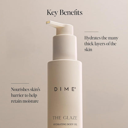 Dime Beauty Glaze Body Oil, Hydrating, Non-Greasy Massage Oil, Argan and Jojoba Oil for Skin, Bath Oil for All Over Body Glow, 4 oz / 120 ml