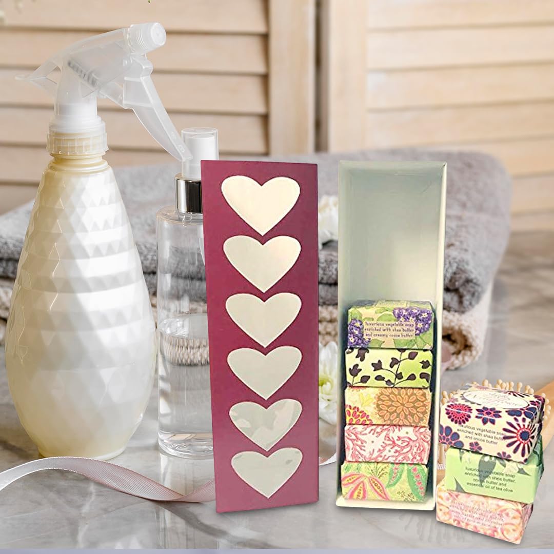 French Milled Botanical Soap Sampler Set of 9 - Individually Wrapped Vegetable-Based Mini Soaps with Essential Oils, Shea Butter, and Natural Extracts (Valentine's Day)