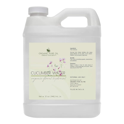 OPO Cucumber Hydrosol - Pure Steam Distilled Hydrating Floral Water Bulk Refill 32 oz - 1 Quart for Skin Hair Face, Greasy, Oily Skin Hair Locs Face Cleansing Toning Spray - Packaging May Vary