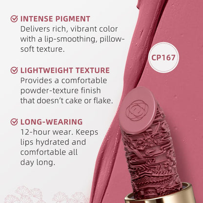 Catkin Semi-Matte Lipstick Hydrating High Impact Color Infused with Vitamin E and Avocado Oil Smooth Soft Texture Long Lasting Matte Finish 167