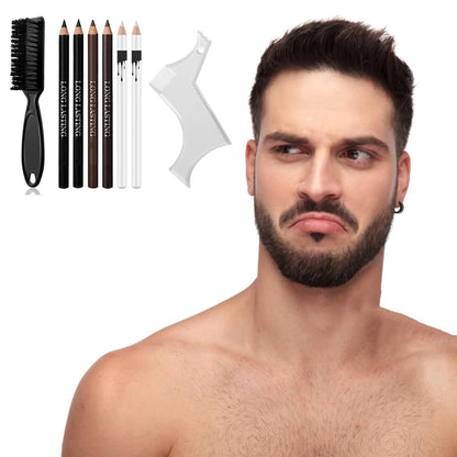 Barber Pencil Set - Edge Hairline Razor Trace Pencils Beard Guide Beard Hairline and Beard Shaping Pencils,with Sharpener Ruler Brush for Men