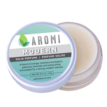 Aromi Modern Solid Perfume | Earthy Fragrance, Rosemary, Eucalyptus, & Ylang Ylang Scent, Vegan, Cruelty-free, Travel, Wax, Women’s Gift, Handmade (Modern)
