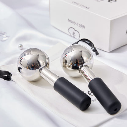 Ice Globes for Face & Eyes, Unbreakable Stainless Steel Cryo Sticks for Beauty Routines, Facials Cold Roller Cooling Globes for Puffiness, Wrinkles, Dark Circles, Headaches