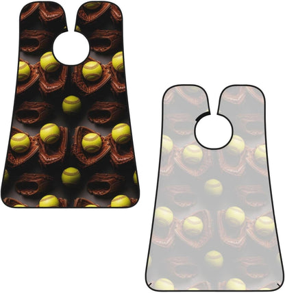 Waterproof Grooming Apron, Non-Stick Beard Bib with Suction Cups, for Retro Vintage Sports Softball Ball