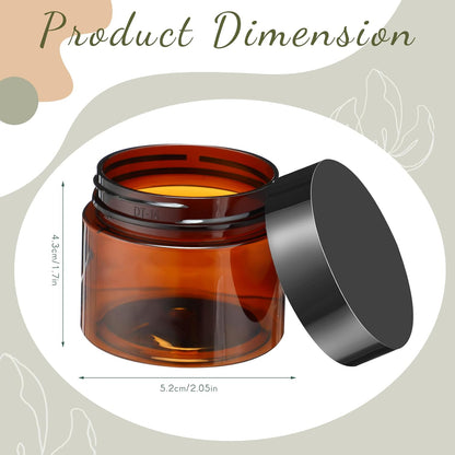 200 Pcs 2 oz Amber Plastic Cosmetic Container Jars with Lid Round Plastic Clear Jars Small Travel Containers for Storage Makeup Creams Lotion Ointments