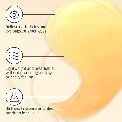 Snail Hydrogel Eye Patch, 24K Gold Gel Serum Mask for Dark Circles, Fine Lines, Puffy Eyes, Under Eye Bags, Moisturizing