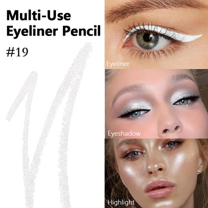 evpct Pearl White Glitter Eyeliner Pencil for Eyes, Pearl White Metallic Shimmer Eye Liner Pencil Makeup Waterproof Smudge Proof, Colored Gel Waterline Eyeliner, Face Eye Paint Stick Halloween Makeup