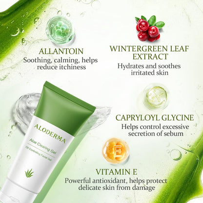 Aloderma Aloe Clearing Gel for Clear Complexion with 90% Organic AloeVera - Moisturizing, Oil Controlling Facial Lotion with Allantoin, Wintergreen Extract - Soothing, Calming Aloe Gel, 3btl x 2.8oz