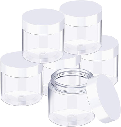 SATINIOR 36 Pieces 4 oz Plastic Jars with Lids Wide Mouth Airtight Reusable Container Acrylic Cosmetic Small Jars for Lotions Ointments Travel Toiletries Creams Make up Storage(White)