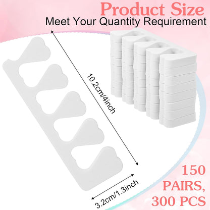 300 Pcs Toe Separators for Nail Polish Bulk Toe Separator Pedicure Correct Foot for Men Women Nail Polish Comfy Soft Pedicure Supplies(White)