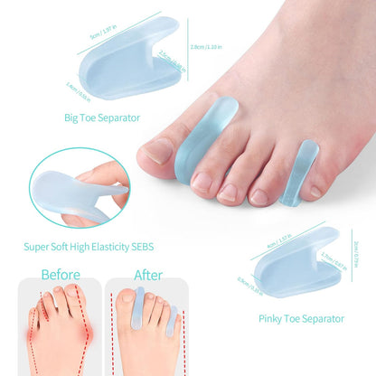 Bunion Relief Sleeves Bunion Pads Brace Cushions Toe Straightener with Silicone Gel Big Toe and Pinky Separator Spacer Hallux Valgus Relief Kit Pack (Large)