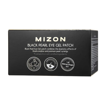 MIZON Pearl Eye Gel Patch Masks, Eye Treatment Mask Reduces Wrinkles and Puffiness, Dark Circles treatment, Hydrogel Eye Patches (Black Pearl)