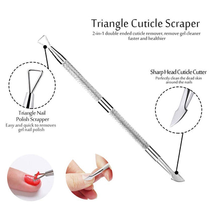 YGDZ Cuticle Pusher, 3PCS Gel Nail Polish Cuticle Remover Nail Cuticle Pusher Stainless Steel Manicure Pedicure Tools Metal Cuticle Peeler Scraper for Fingernails and Toenails