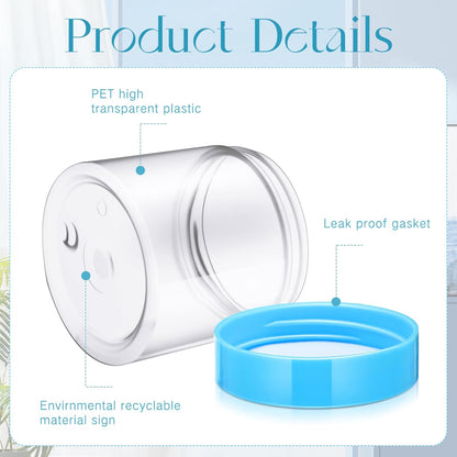 SATINIOR 100 Pcs Plastic Jars with Lids Small Containers Lids Wide Mouth Small Plastic Containers for Lotion Cream Rhinestones Body Butters Travel Storage(8 oz, Blue)