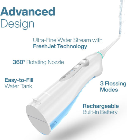 AquaSonic Aqua Flosser - Professional Cordless Oral Irrigator with 4 Tips and Travel Bag, IPX7 Waterproof with 3 Modes
