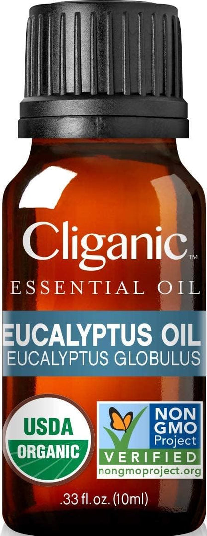 Cliganic USDA Organic Eucalyptus Essential Oil, 100% Pure | Natural Aromatherapy Oil for Diffuser Steam Distilled | Non-GMO Verified (Packaging May Vary)